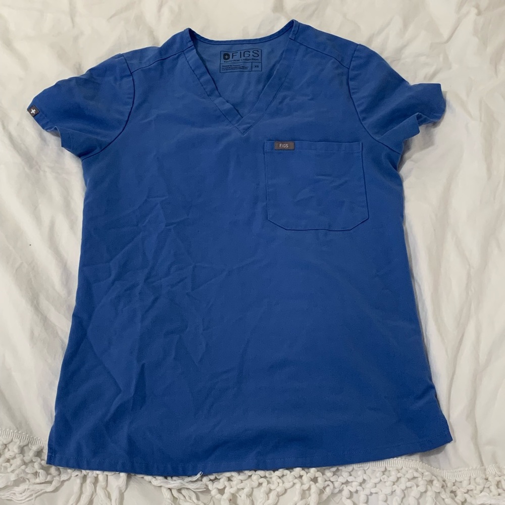 Figs Catarina Scrub Top in Ceil Blue XS